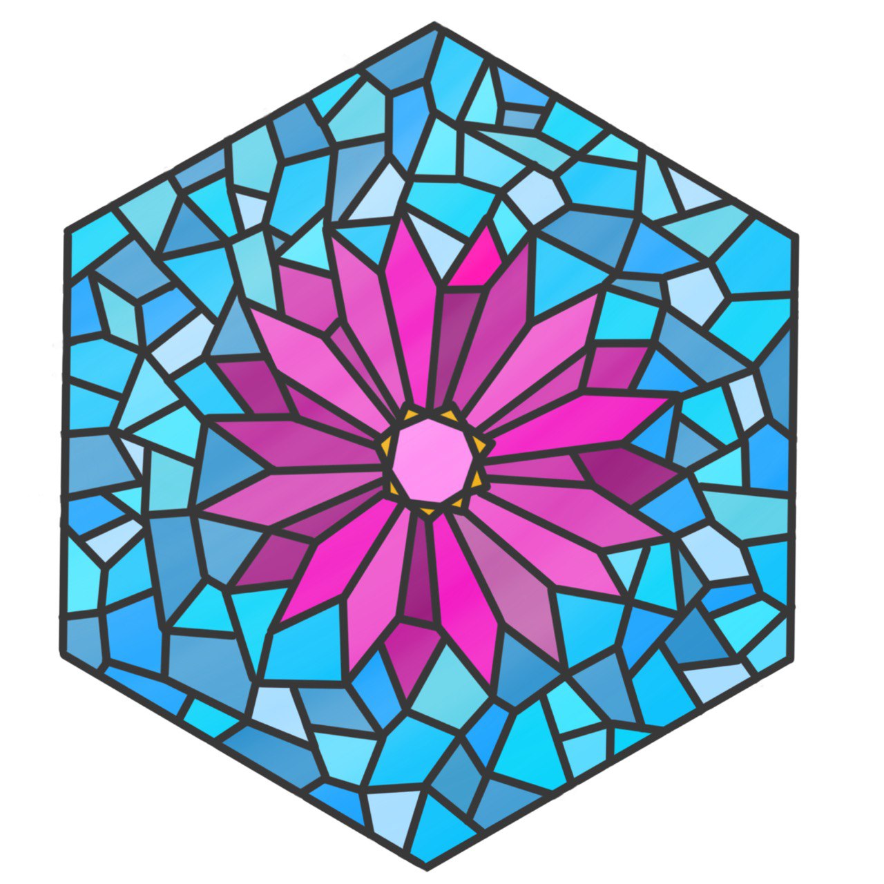 Ein Glasbild mit der Blüte von Ariké